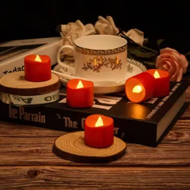 12-Pieces: Amber Yellow LED Tealight Flameless Candles with Timer