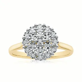 9ct Two Tone Gold Round Brilliant Cut 0.10 CARAT tw of Diamonds Ring