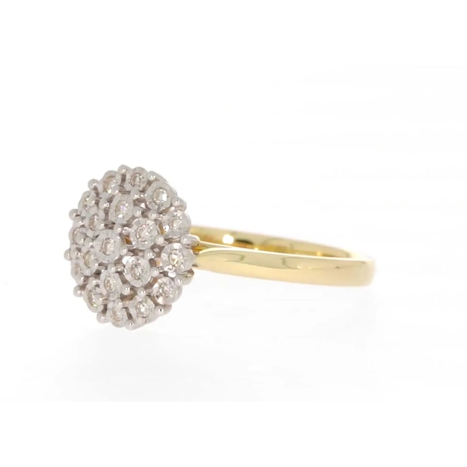 9ct Two Tone Gold Round Brilliant Cut 0.10 CARAT tw of Diamonds Ring