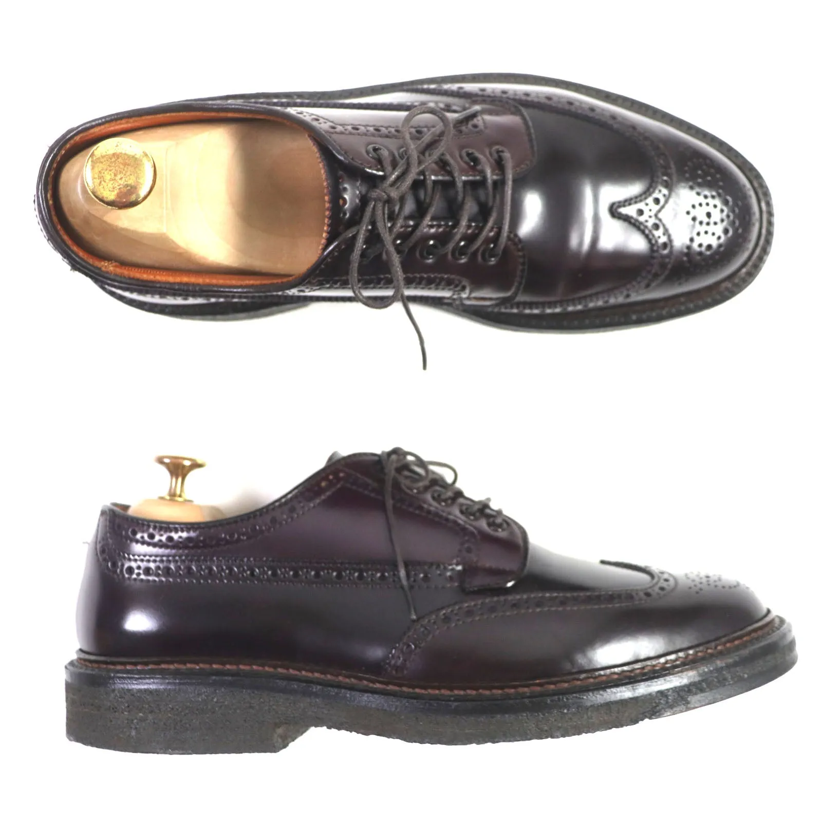 Alden Cordovan Wingtip Shoes Burgundy 6.5 USA