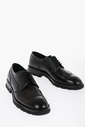 Alexander McQueen Brushed Leather Derby Shoes With brogues Details