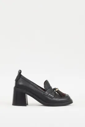 Black Leather Skyie Heeled Loafer