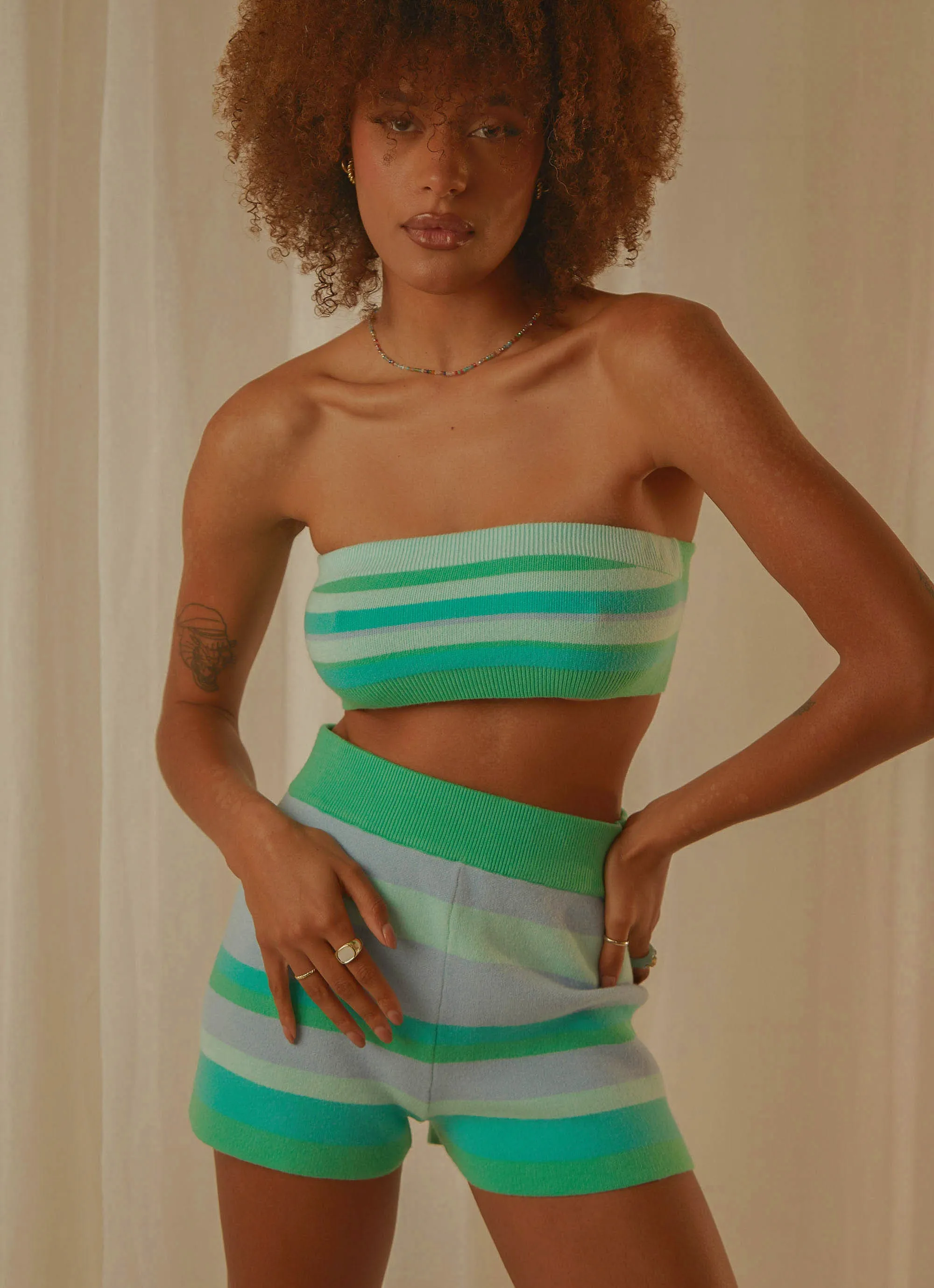 By Chance Knit Shorts - Blue Stripe