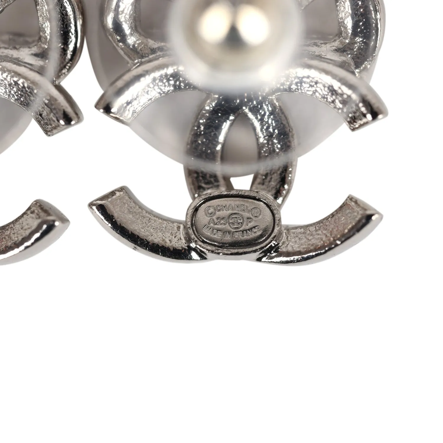 Chanel Mini Crystal Bow CC Stud Earrings Silver Hardware