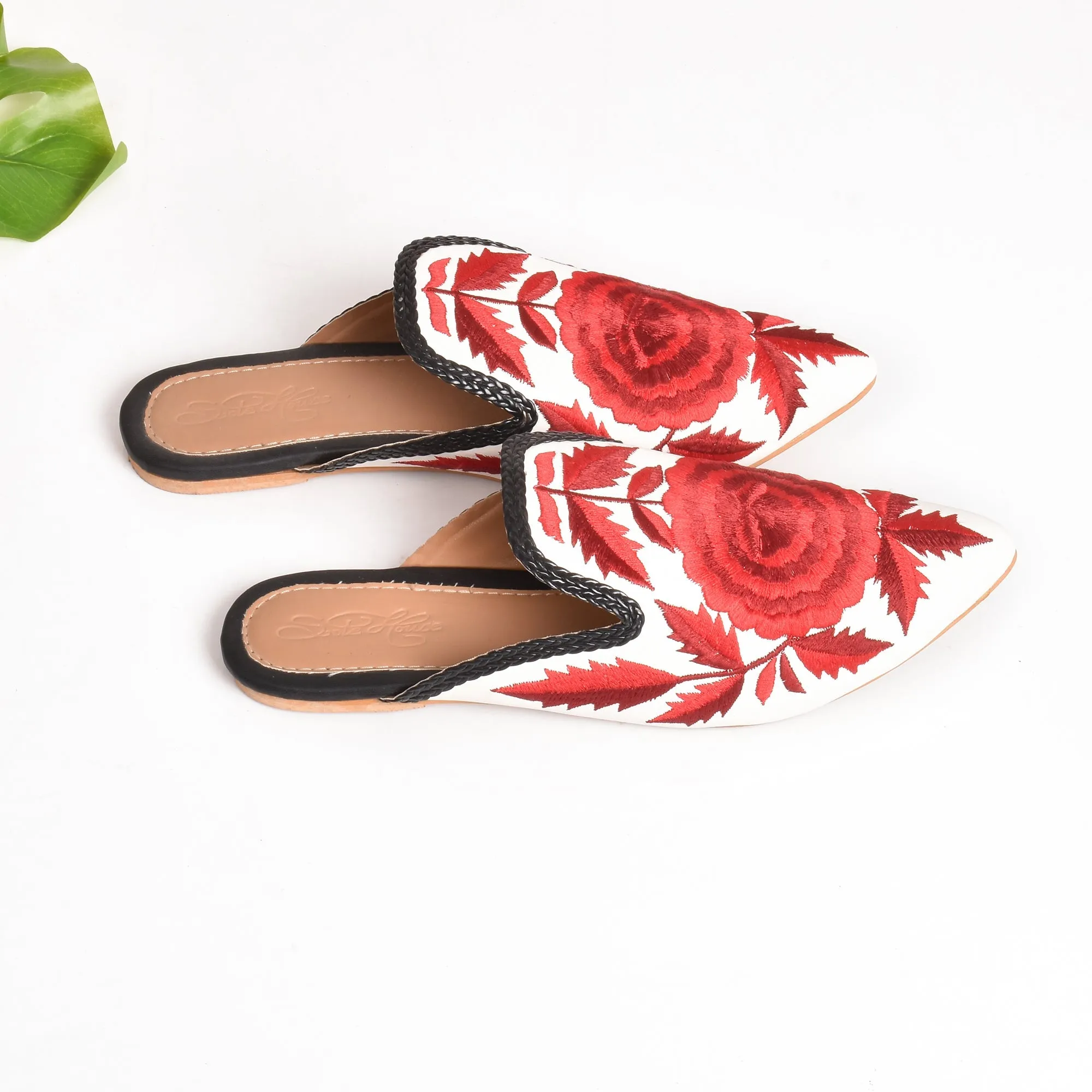 Flower Bloom Pointed Mules