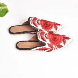 Flower Bloom Pointed Mules