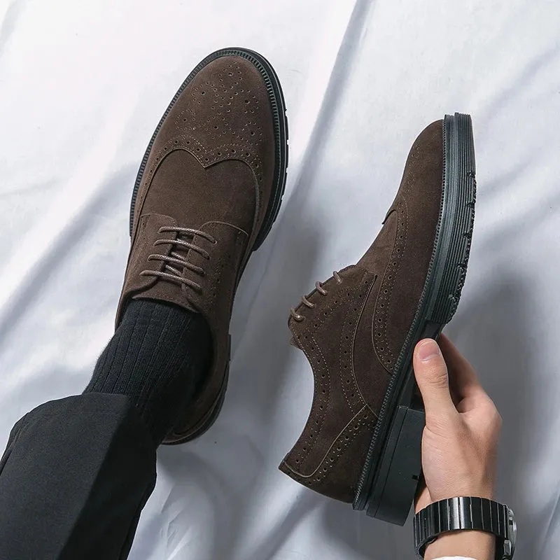 Hnzxzm Men Dress Leather Shoes Fashion Office Derby Shoes Classic Casual Business Wedding Luxury Designer Shoes Male Suede Formal Shoes