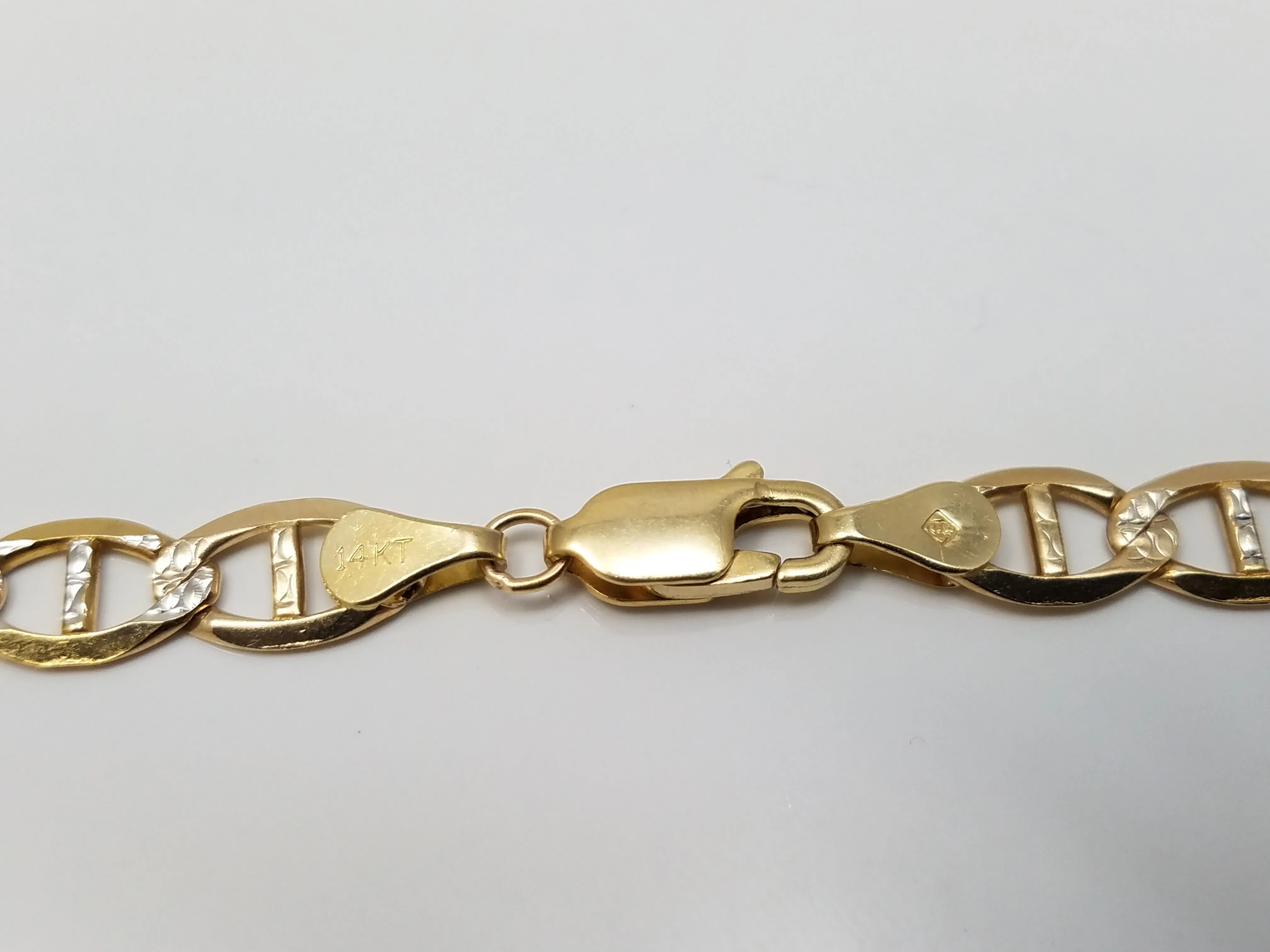 Jazzy 22" 14k Two Tone gold Diamond Cut Fancy Link Chain Necklace
