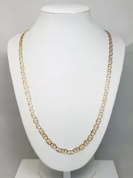 Jazzy 22" 14k Two Tone gold Diamond Cut Fancy Link Chain Necklace
