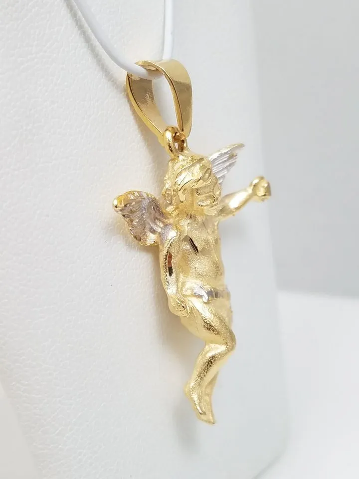 Large 14k Two Tone Gold Cherub Pendant