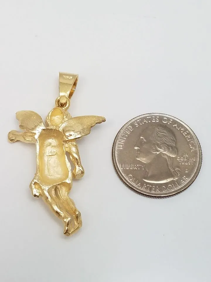 Large 14k Two Tone Gold Cherub Pendant