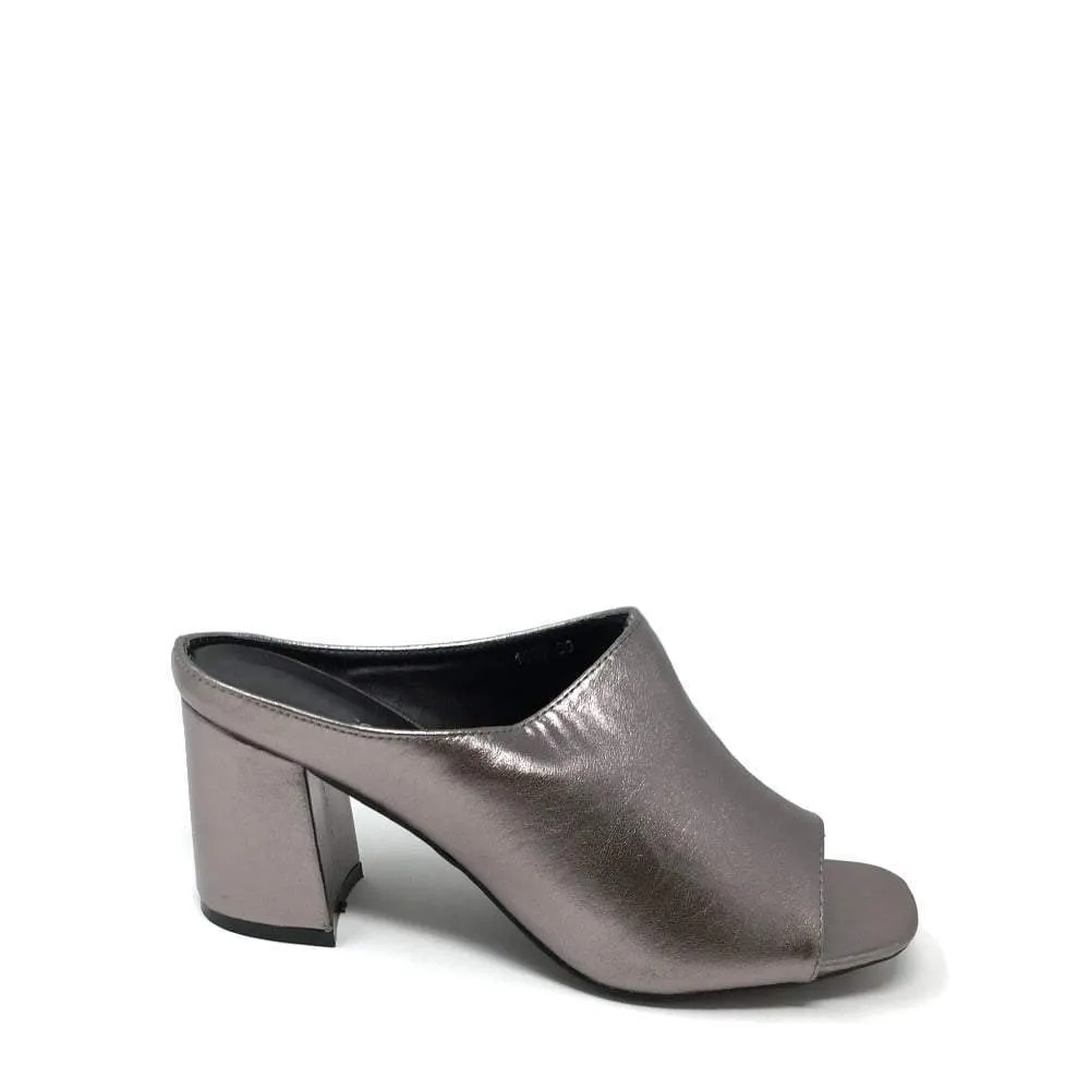 LIYA Metallic Medium Block Heel Mule