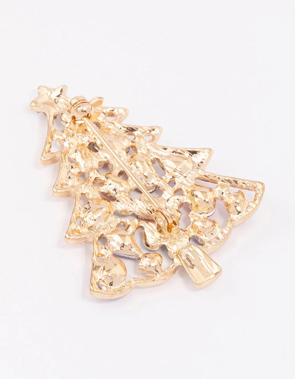 Multicoloured Diamante Baubles Tree Brooch