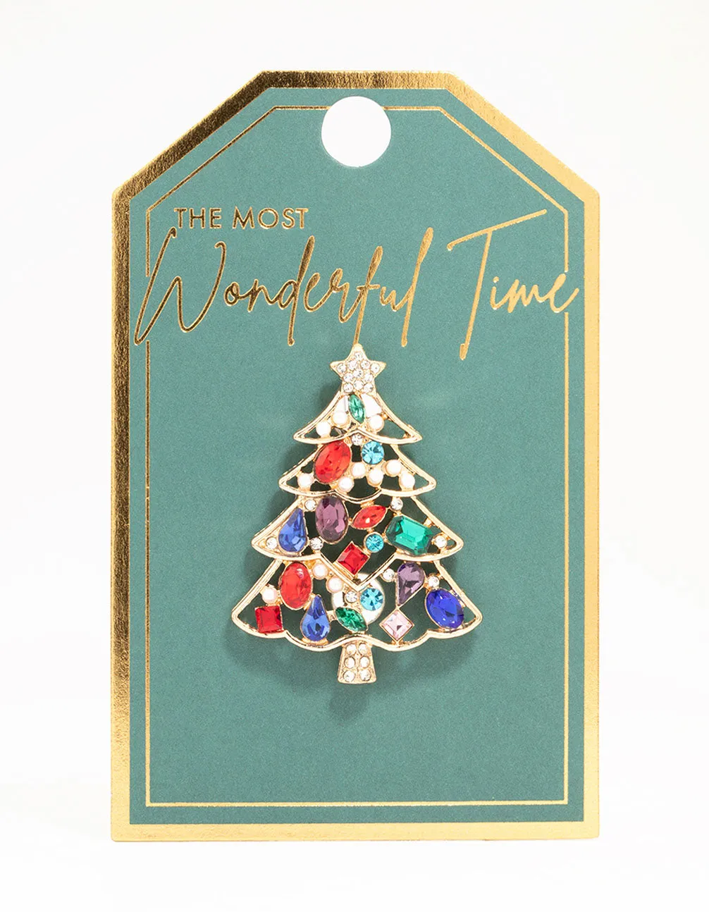 Multicoloured Diamante Baubles Tree Brooch