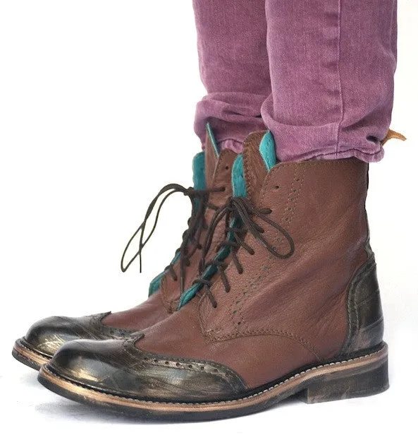 No.0008 INTERCHANGE wing tip boot Tan