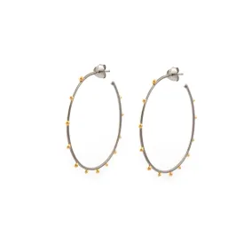 Rhodium and Gold Dot Hoop Earrings