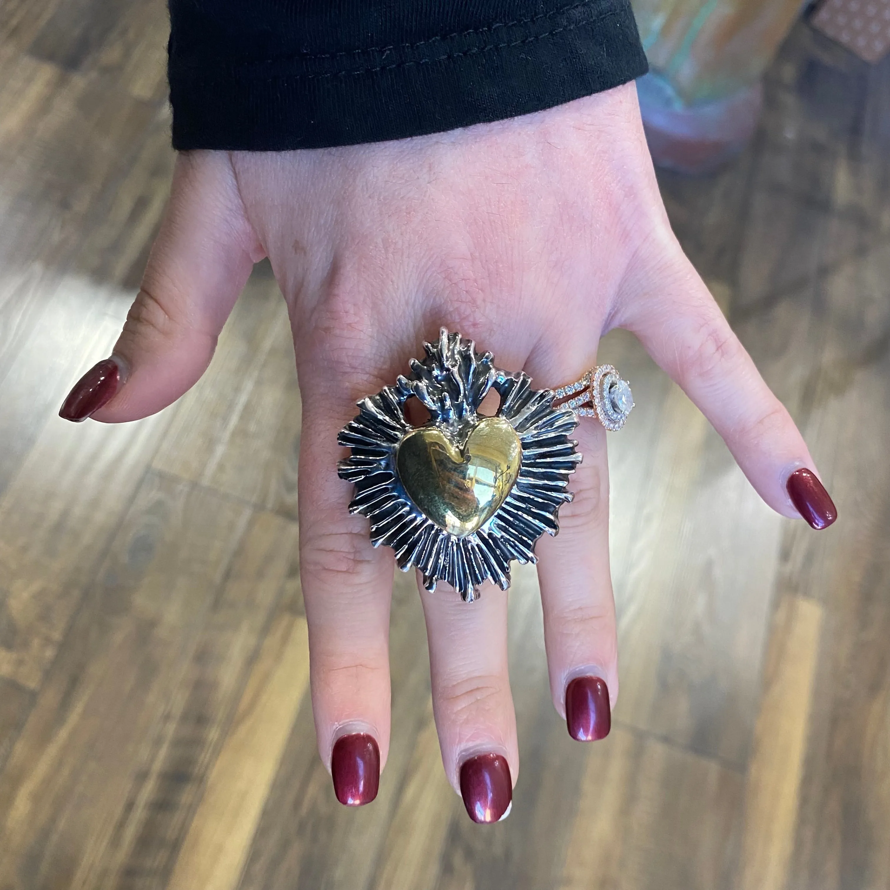 Sterling Silver Super Sacred Heart Ring