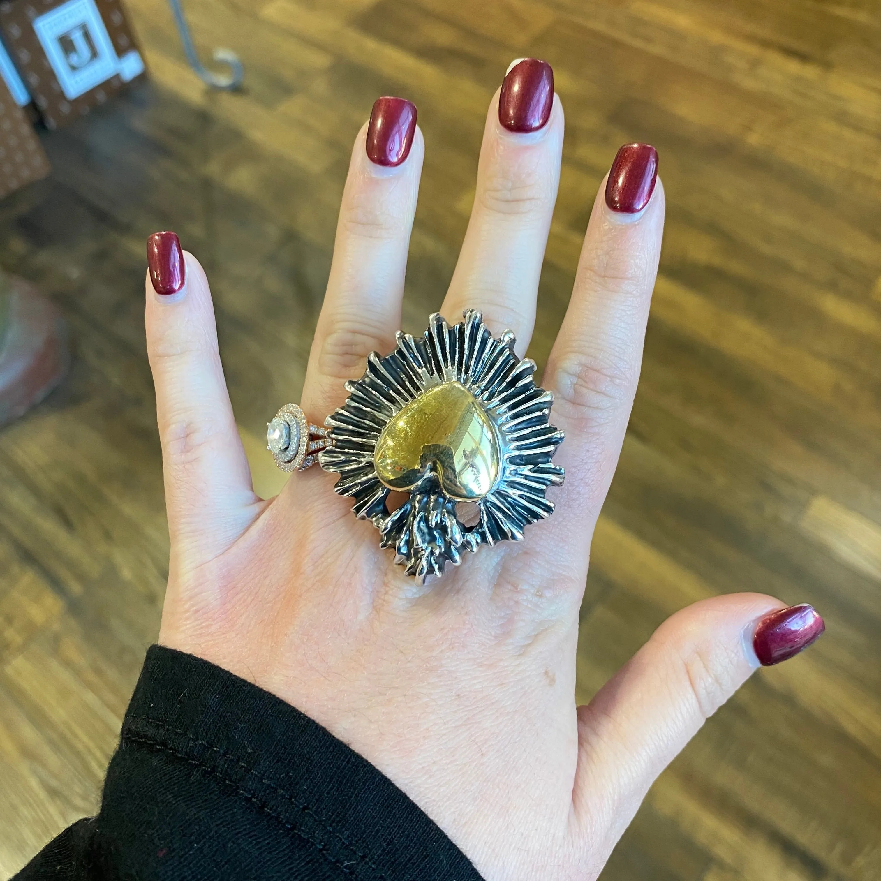 Sterling Silver Super Sacred Heart Ring