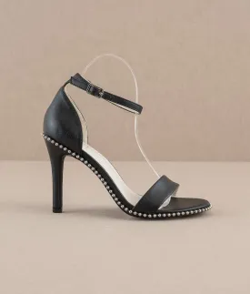 The Dublin | Black Metal drop studded open toe heel