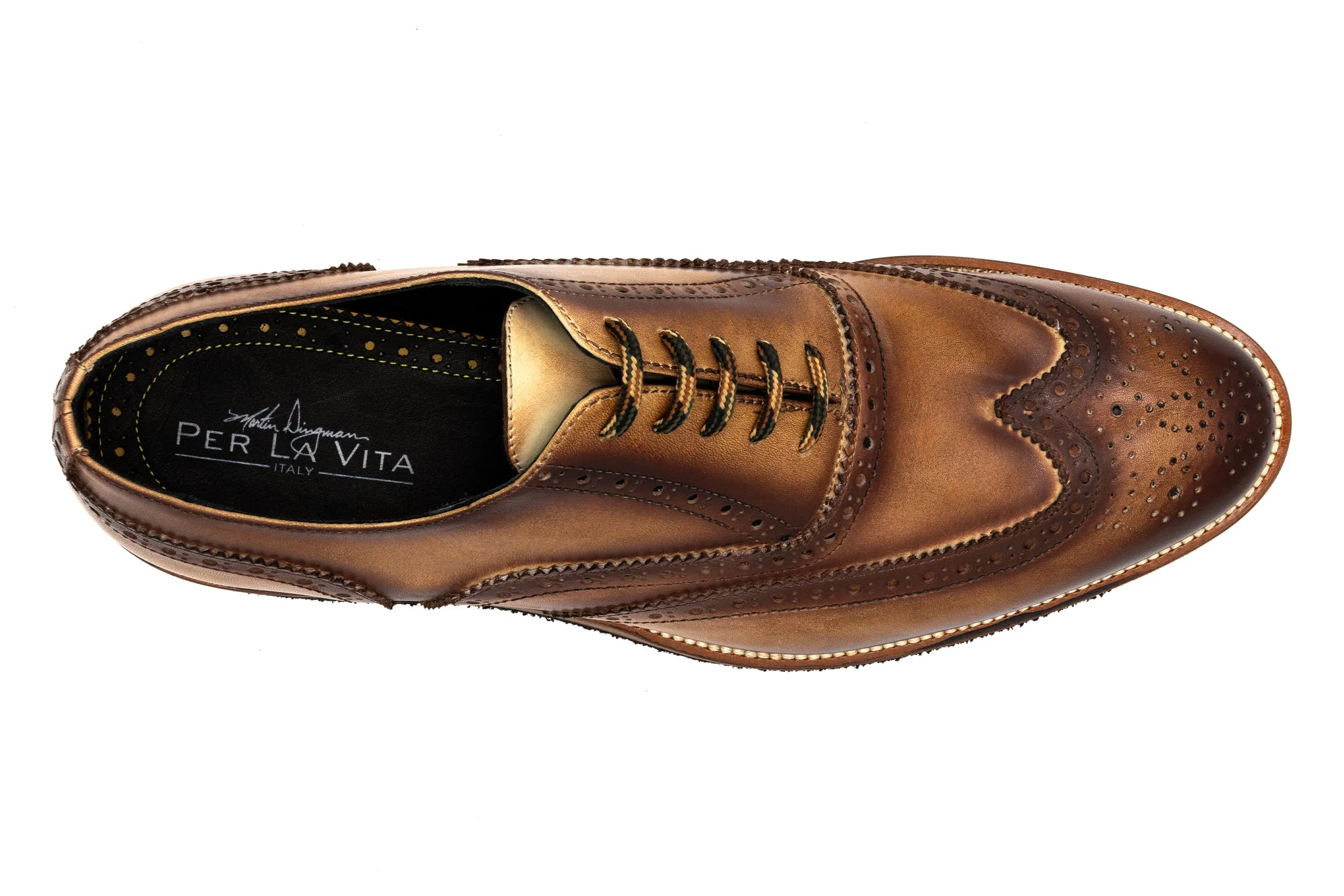 Tuscan Italian Calf Leather Wingtip - Biscotti