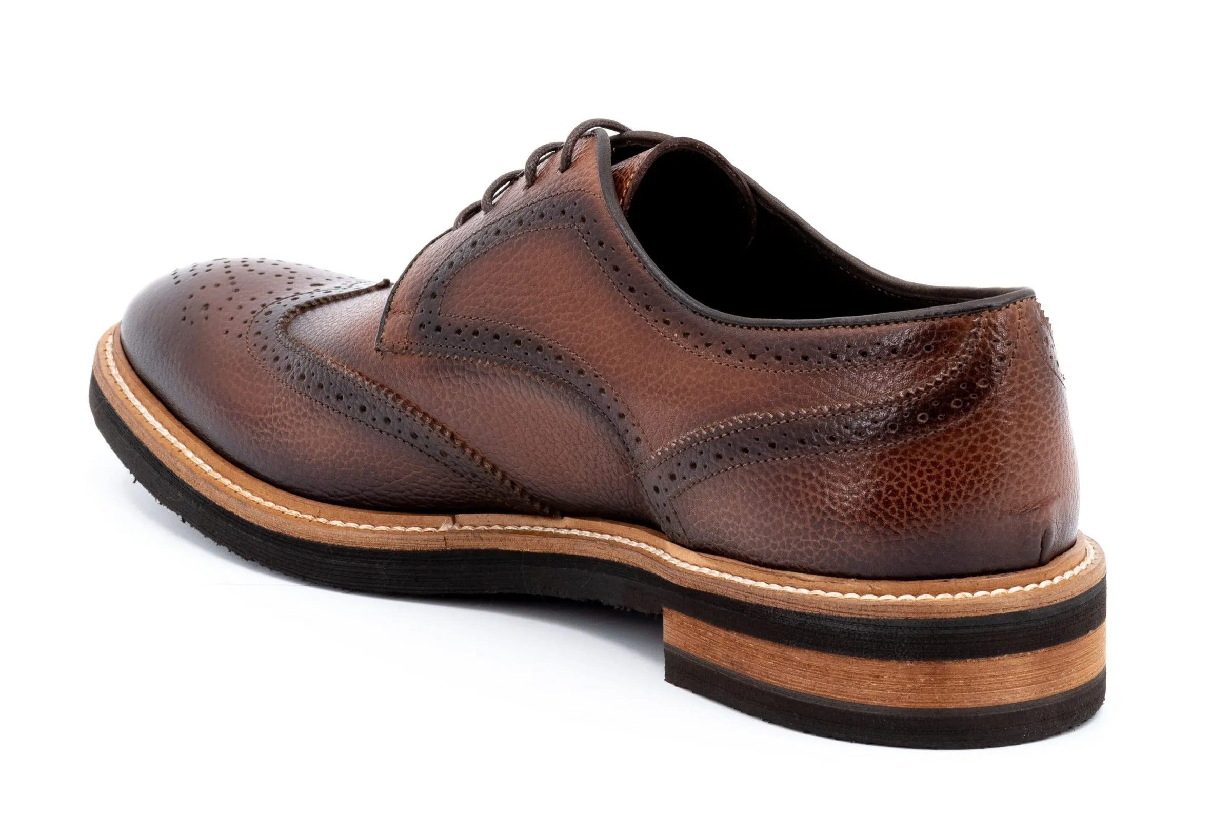 Tuscan Italian Calf Leather Wingtip - Black Oak