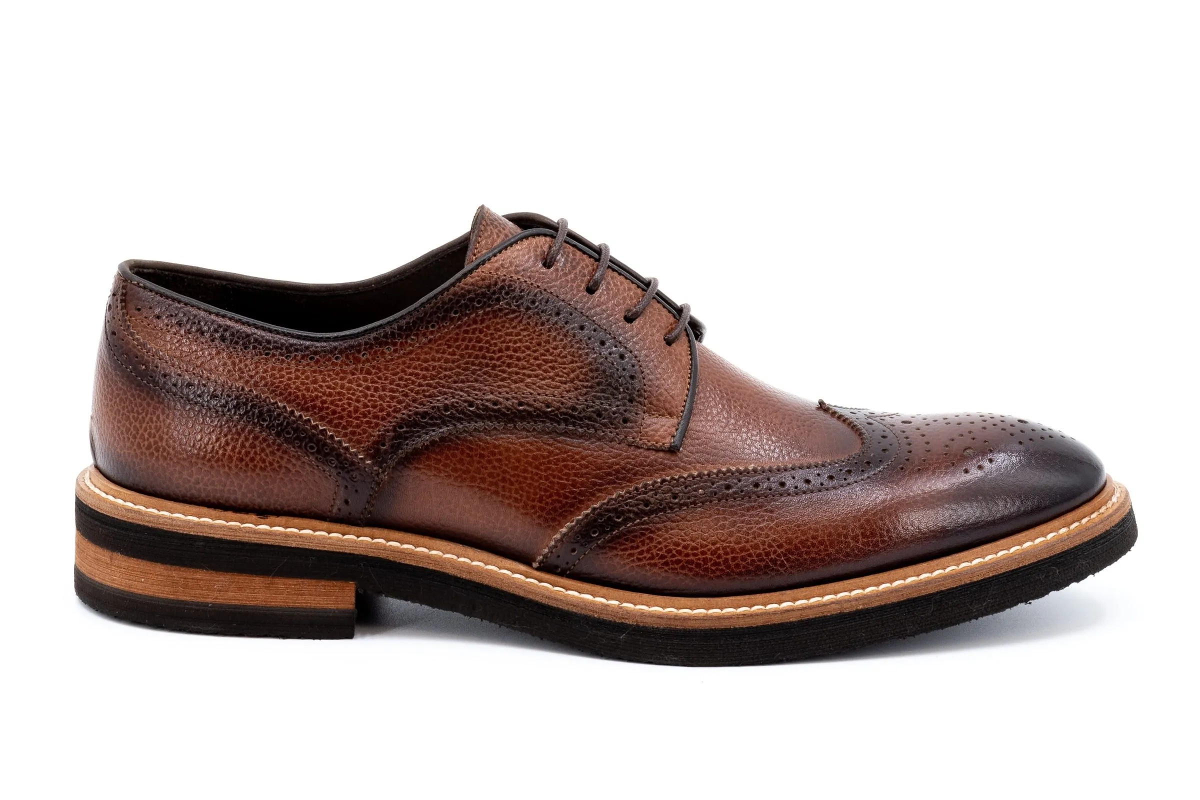 Tuscan Italian Calf Leather Wingtip - Black Oak