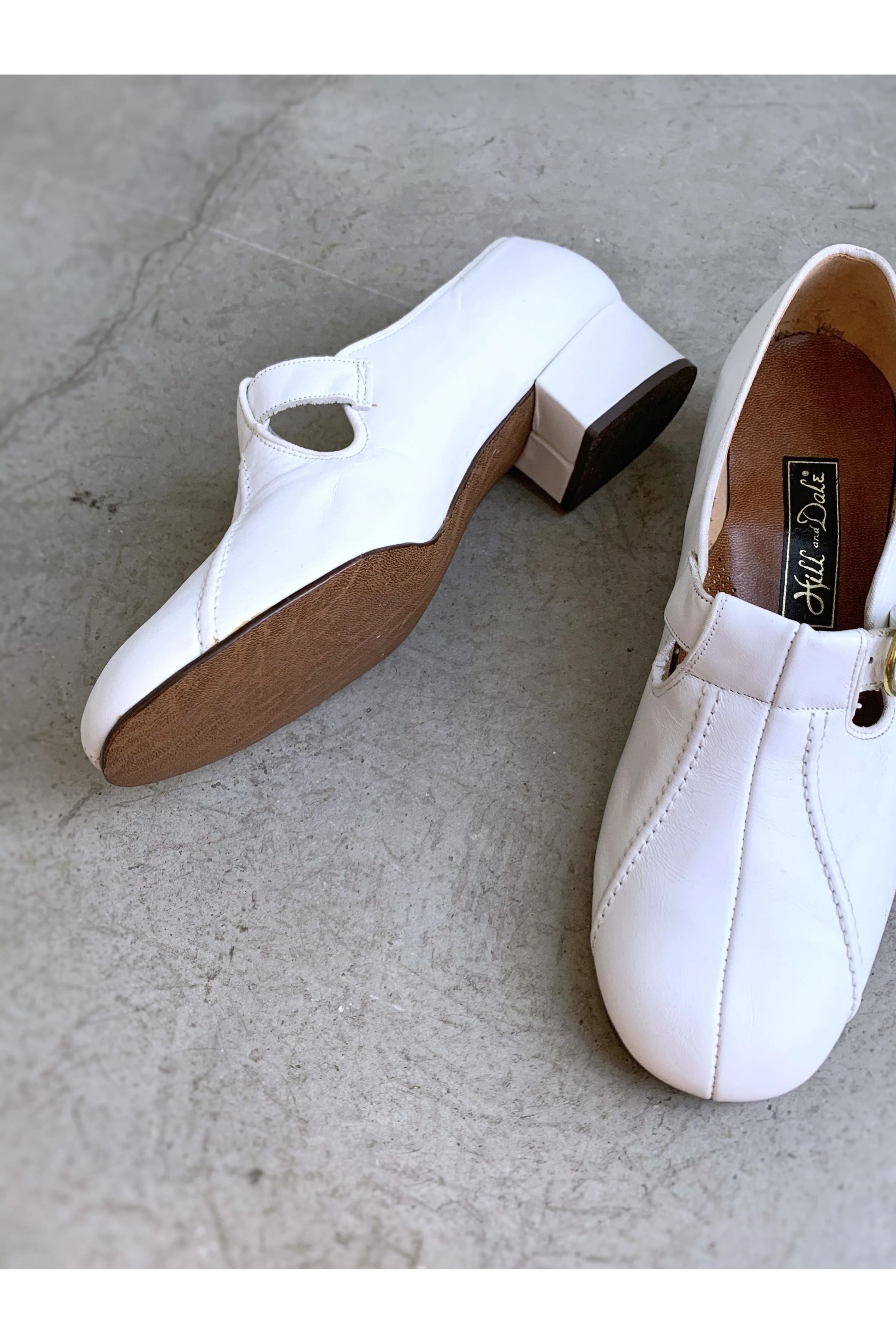 Vintage 60’s White Buckle Loafers - 8