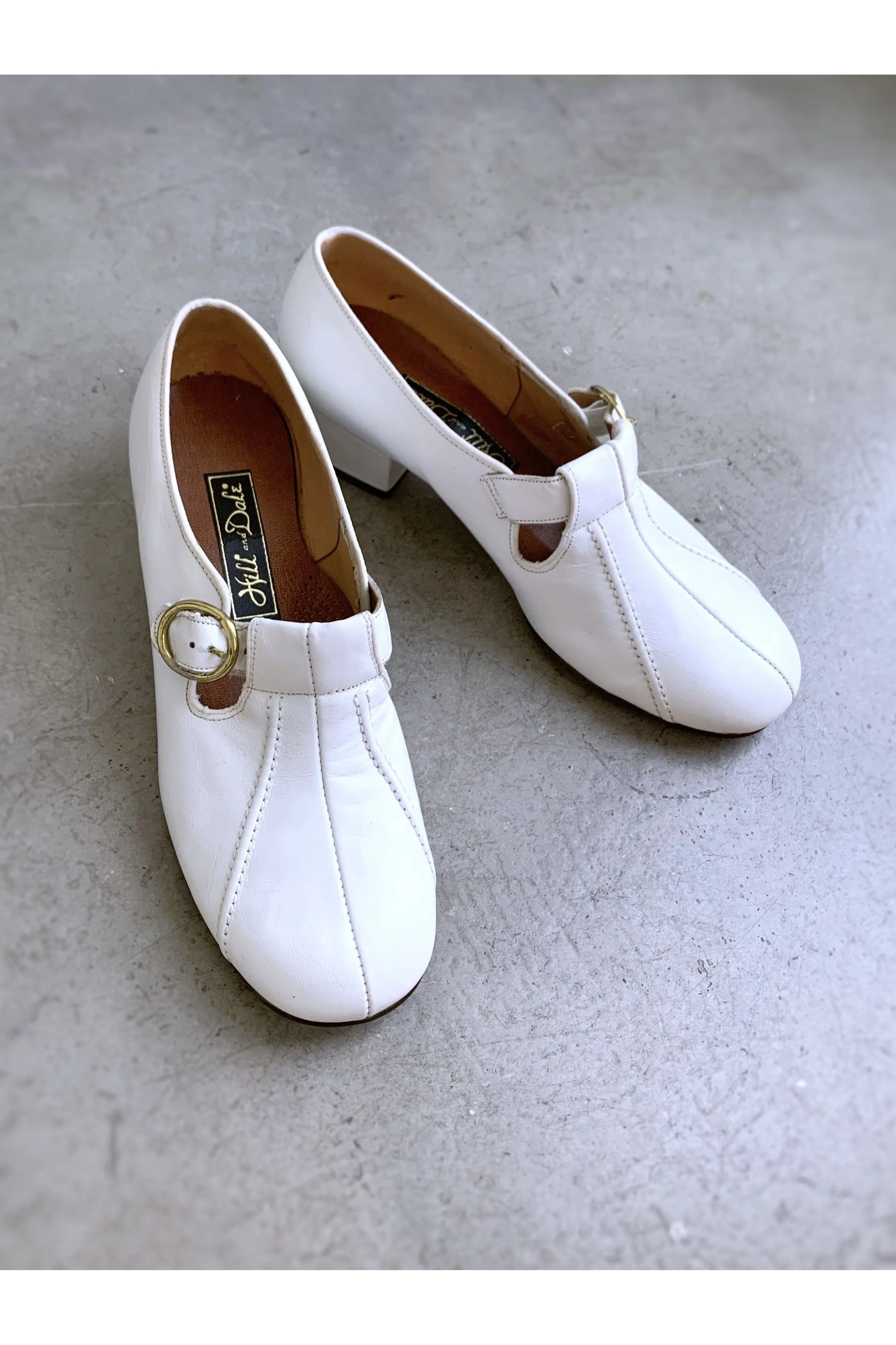 Vintage 60’s White Buckle Loafers - 8