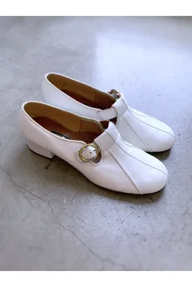 Vintage 60’s White Buckle Loafers - 8