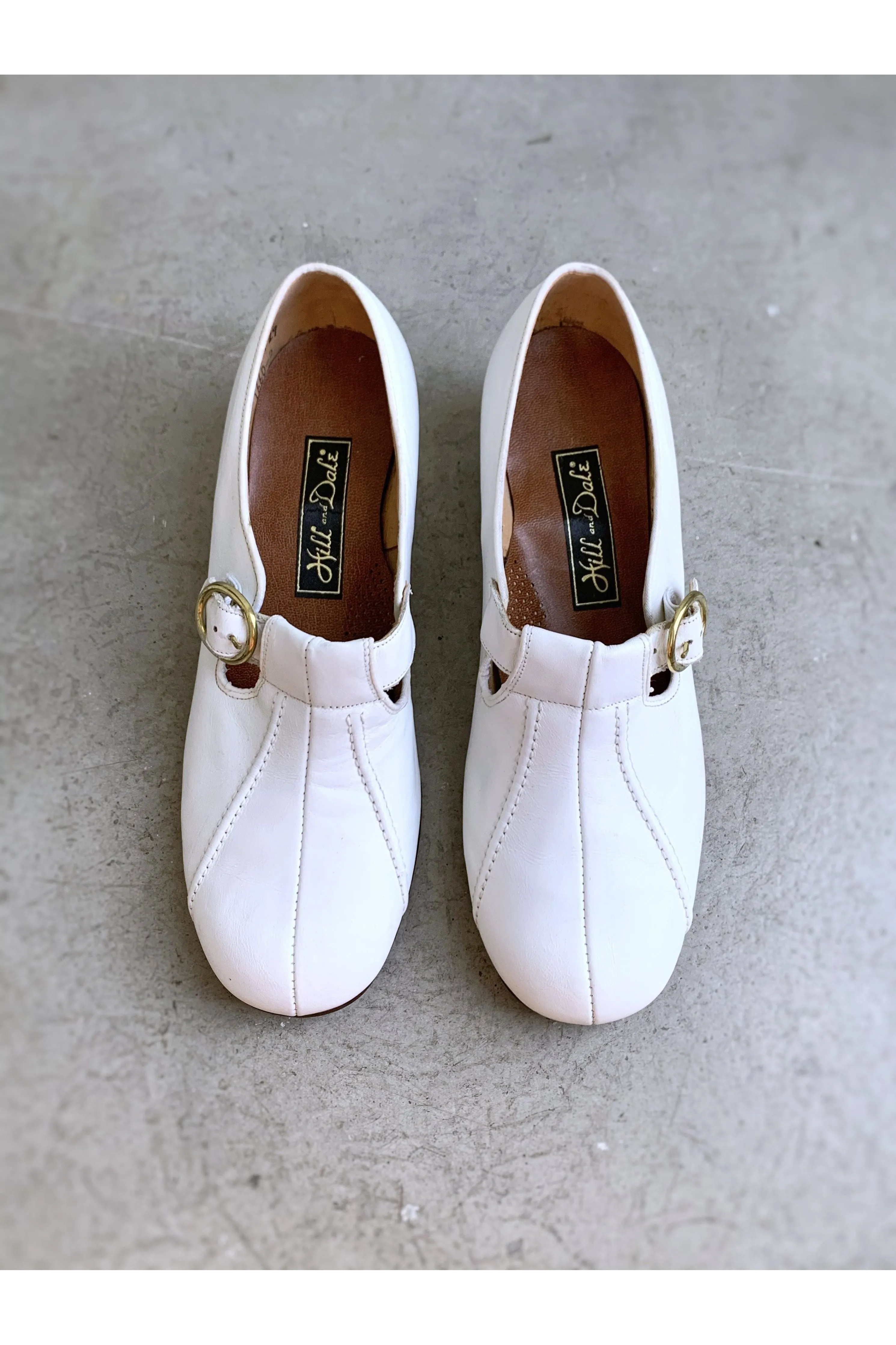 Vintage 60’s White Buckle Loafers - 8